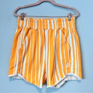 Free People FP Movement All Star Sweat Shorts Newport Striped Orange Sz M